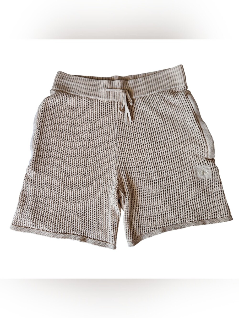 Alo Yoga Open-Knit Cream Men's Shorts Size Small